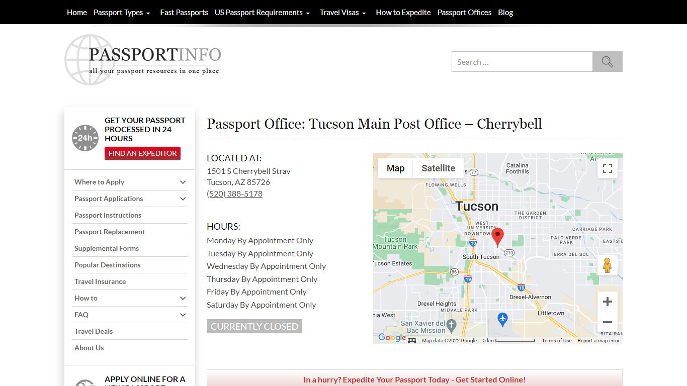 Passport Office: Tucson Main Post Office – Cherrybell